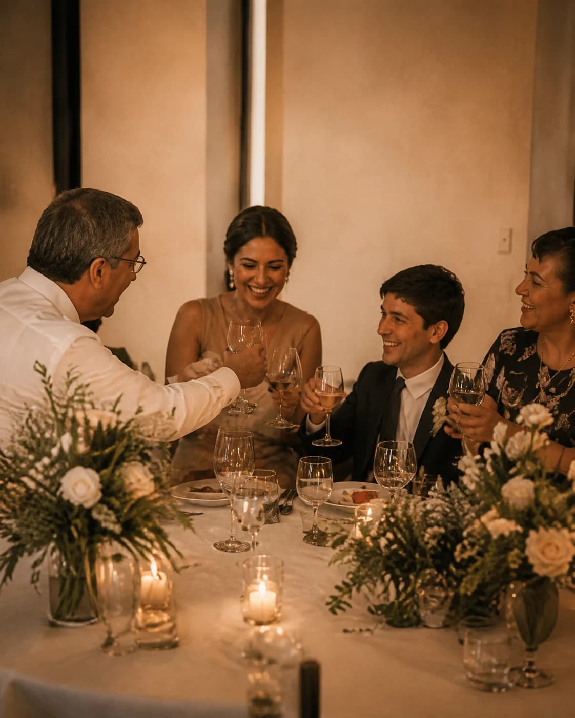Inspiración: una familia comparte una celebración alrededor de la mesa